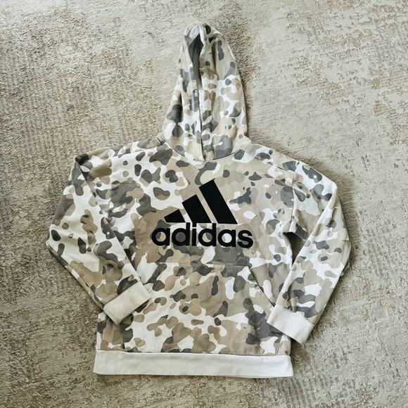 Adidas gray tan camp hoodie sweatshirt kids large - Picture 1 of 8